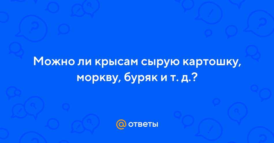 Картофель в рационе крыс